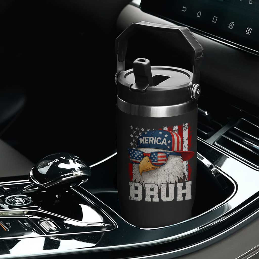 Bruh 'Merica Bald Eagle 4th of July Flip Straw Tumbler Patriotic USA Flag TS10 Print Your Wear