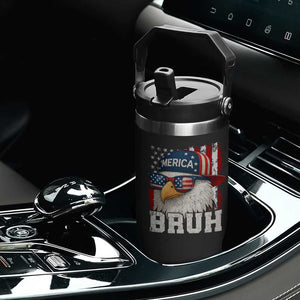 Bruh 'Merica Bald Eagle 4th of July Flip Straw Tumbler Patriotic USA Flag TS10 Print Your Wear