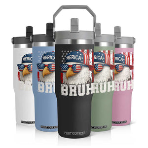 Bruh 'Merica Bald Eagle 4th of July Flip Straw Tumbler Patriotic USA Flag TS10 Print Your Wear