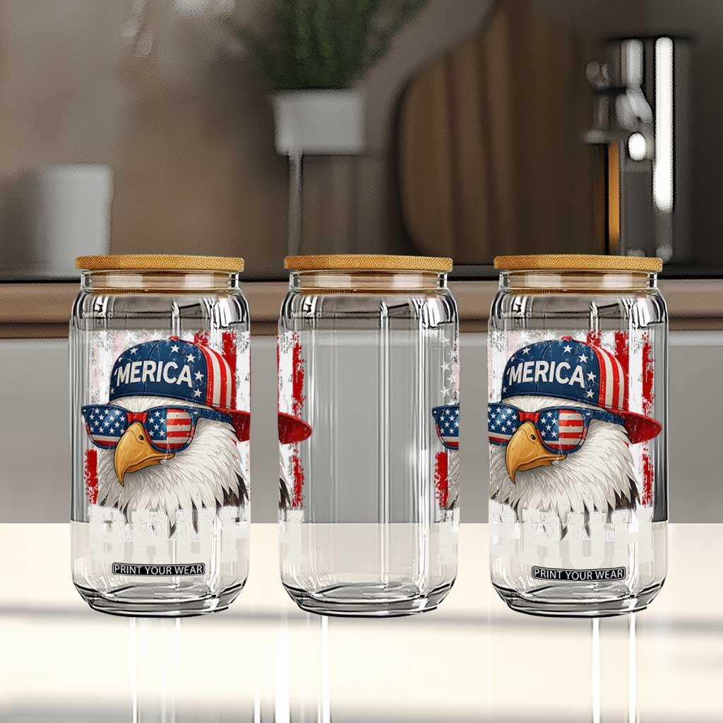 Bruh 'Merica Bald Eagle 4th of July Glass Can Patriotic USA Flag TS10 Print Your Wear
