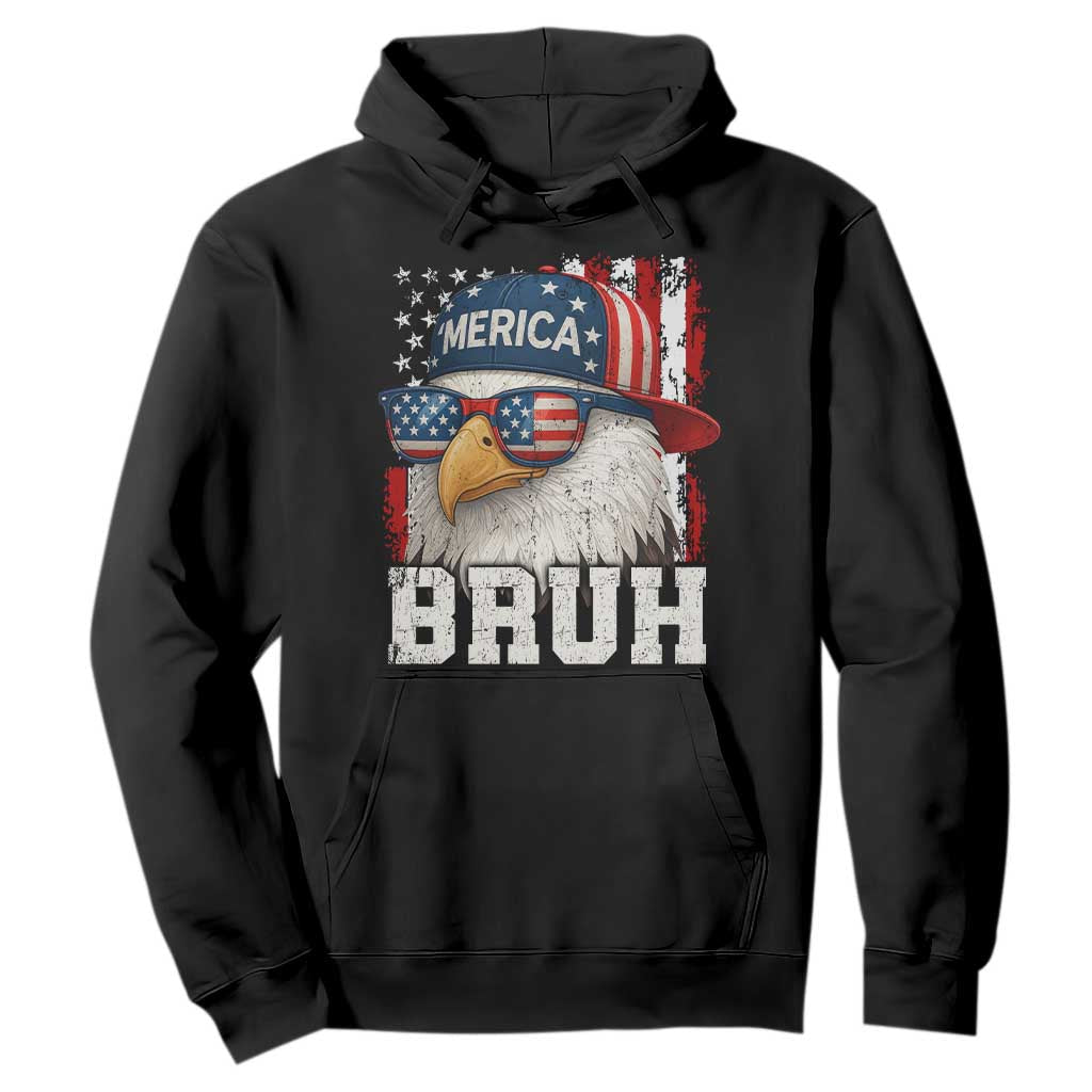 Bruh 'Merica Bald Eagle 4th of July Hoodie Patriotic USA Flag TS10 Black Print Your Wear