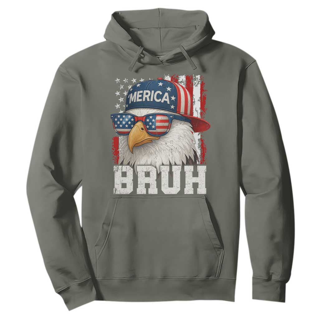 Bruh 'Merica Bald Eagle 4th of July Hoodie Patriotic USA Flag TS10 Military Green Print Your Wear