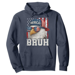 Bruh 'Merica Bald Eagle 4th of July Hoodie Patriotic USA Flag TS10 Navy Print Your Wear