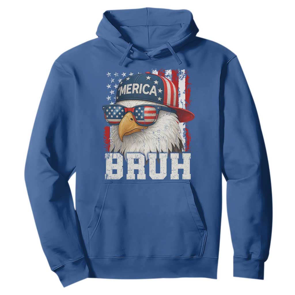 Bruh 'Merica Bald Eagle 4th of July Hoodie Patriotic USA Flag TS10 Royal Blue Print Your Wear