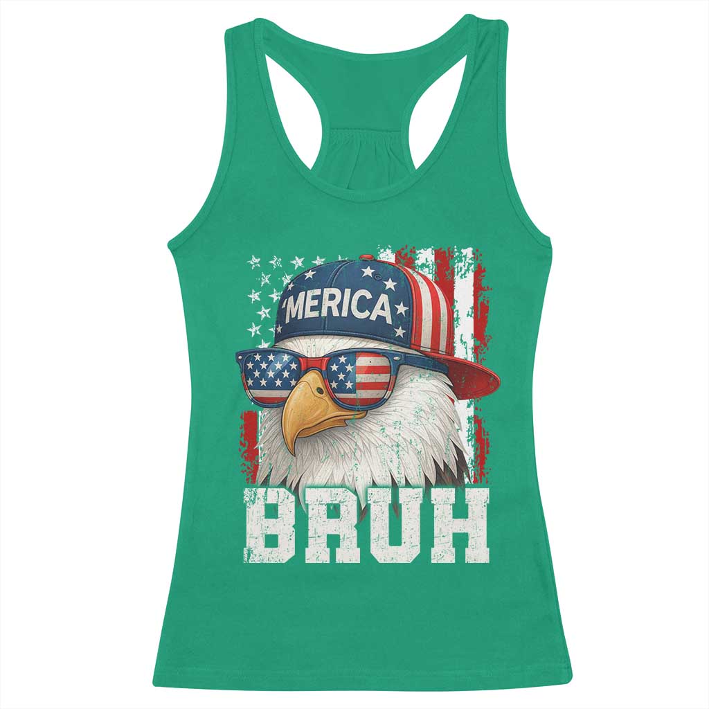 Bruh 'Merica Bald Eagle 4th of July Racerback Tank Top Patriotic USA Flag TS10 Irish Green Print Your Wear