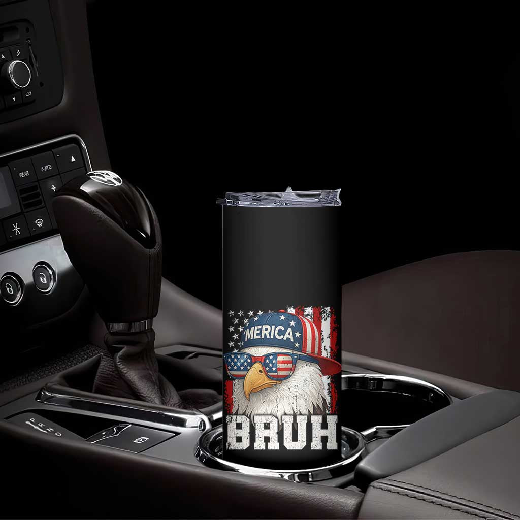 Bruh 'Merica Bald Eagle 4th of July Skinny Tumbler Patriotic USA Flag TS10 Print Your Wear