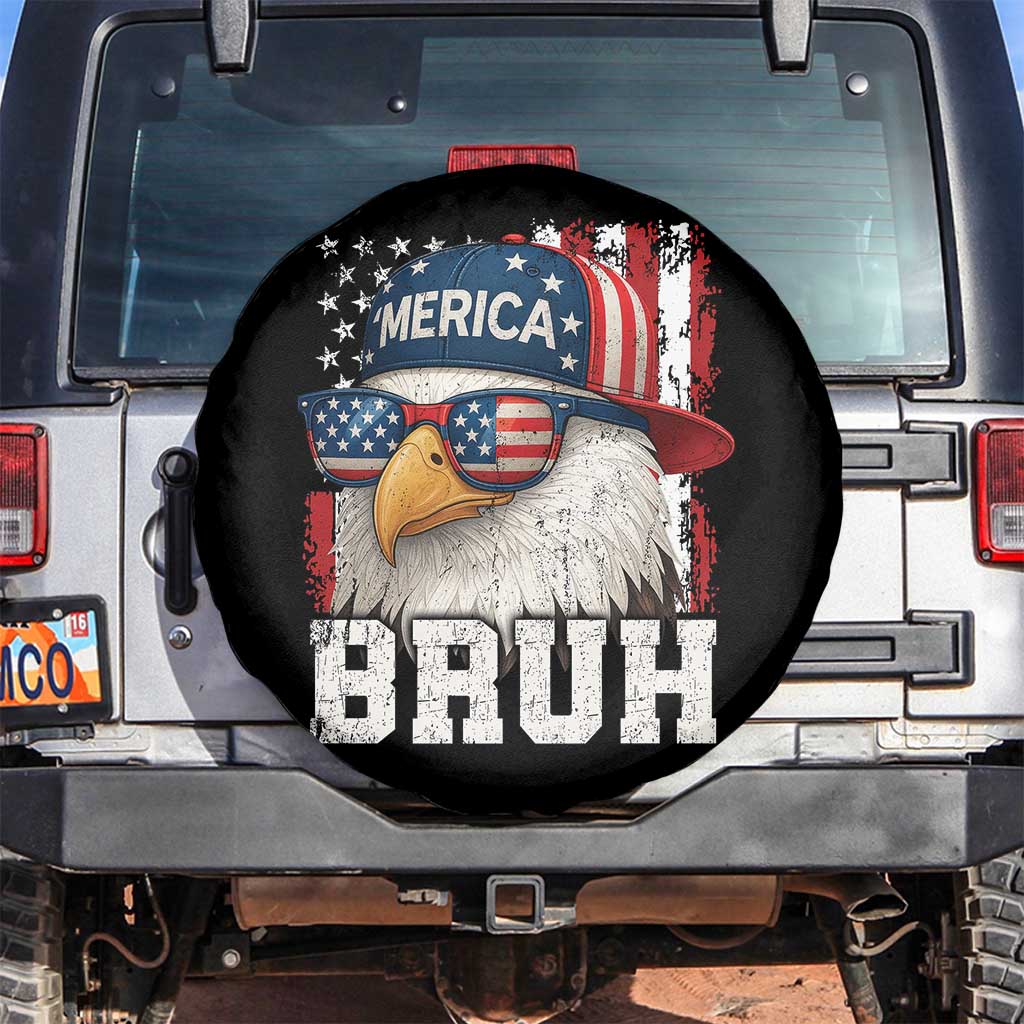Bruh 'Merica Bald Eagle 4th of July Spare Tire Cover Patriotic USA Flag TS10 No hole Black Print Your Wear