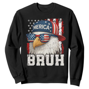 Bruh 'Merica Bald Eagle 4th of July Sweatshirt Patriotic USA Flag TS10 Black Print Your Wear