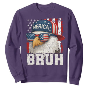 Bruh 'Merica Bald Eagle 4th of July Sweatshirt Patriotic USA Flag TS10 Purple Print Your Wear
