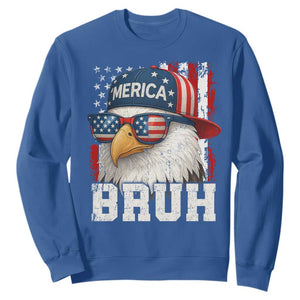 Bruh 'Merica Bald Eagle 4th of July Sweatshirt Patriotic USA Flag TS10 Royal Blue Print Your Wear