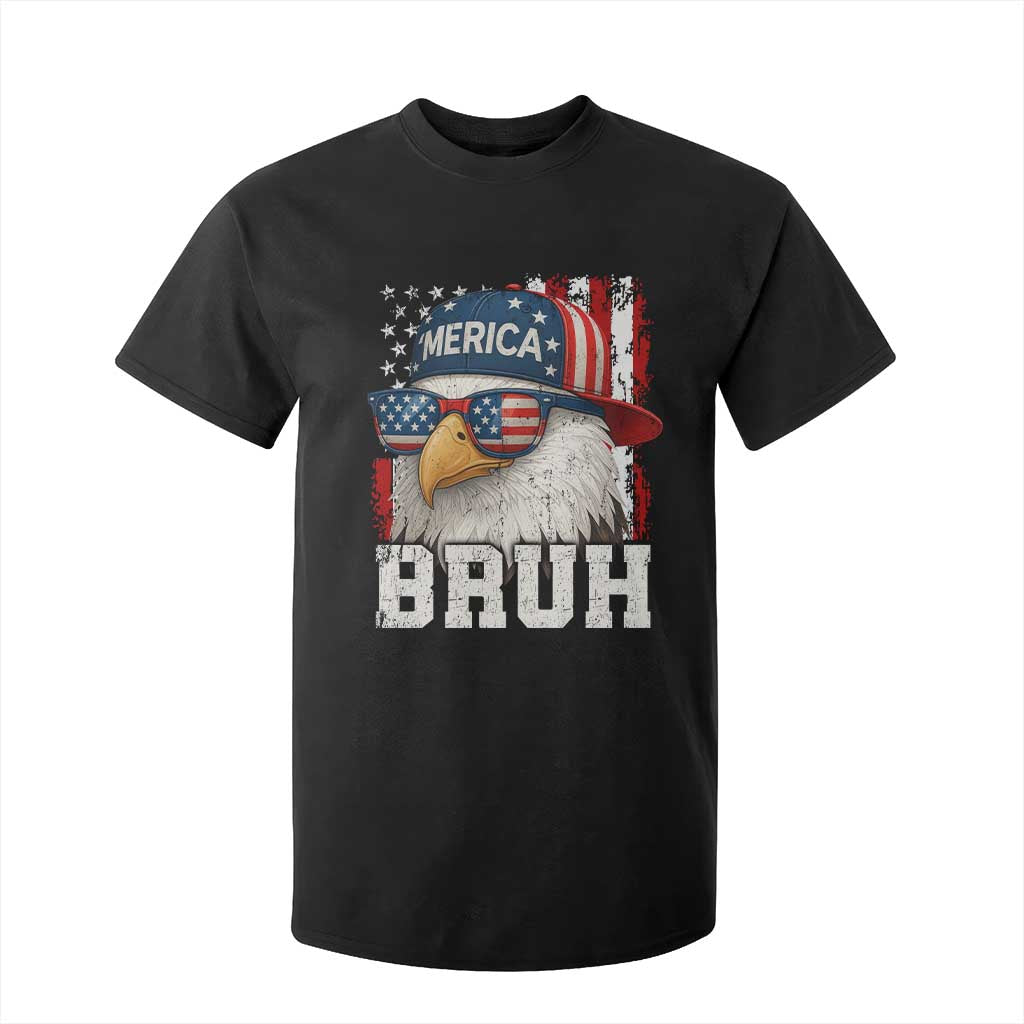 Bruh 'Merica Bald Eagle 4th of July T Shirt For Kid Patriotic USA Flag TS10 Black Print Your Wear