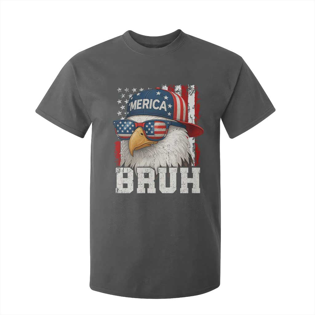 Bruh 'Merica Bald Eagle 4th of July T Shirt For Kid Patriotic USA Flag TS10 Dark Heather Print Your Wear