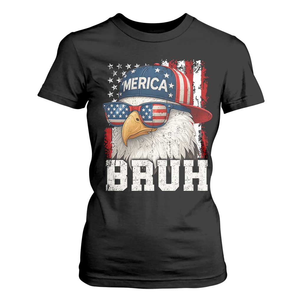 Bruh 'Merica Bald Eagle 4th of July T Shirt For Women Patriotic USA Flag TS10 Black Print Your Wear