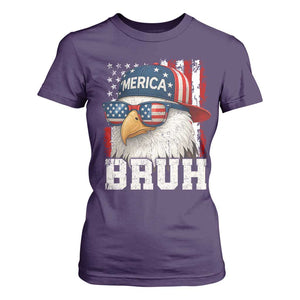 Bruh 'Merica Bald Eagle 4th of July T Shirt For Women Patriotic USA Flag TS10 Purple Print Your Wear