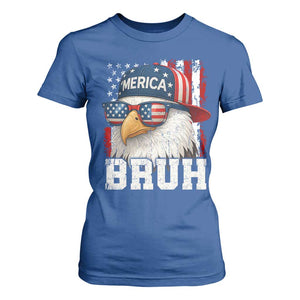 Bruh 'Merica Bald Eagle 4th of July T Shirt For Women Patriotic USA Flag TS10 Royal Blue Print Your Wear