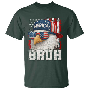 Bruh 'Merica Bald Eagle 4th of July T Shirt Patriotic USA Flag TS10 Dark Forest Green Print Your Wear