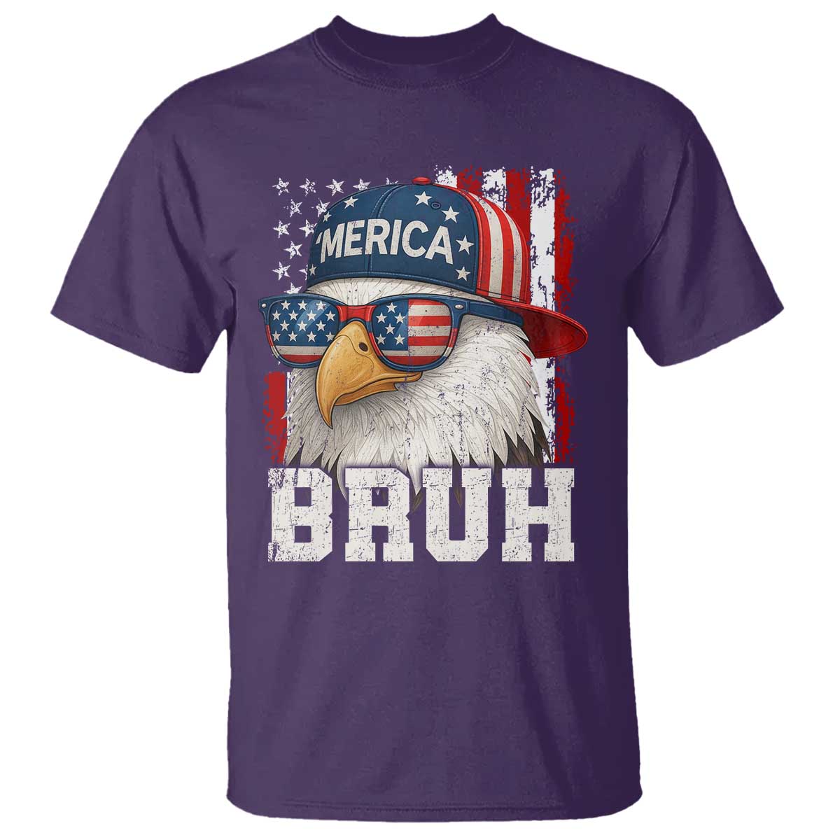 Bruh 'Merica Bald Eagle 4th of July T Shirt Patriotic USA Flag TS10 Purple Print Your Wear