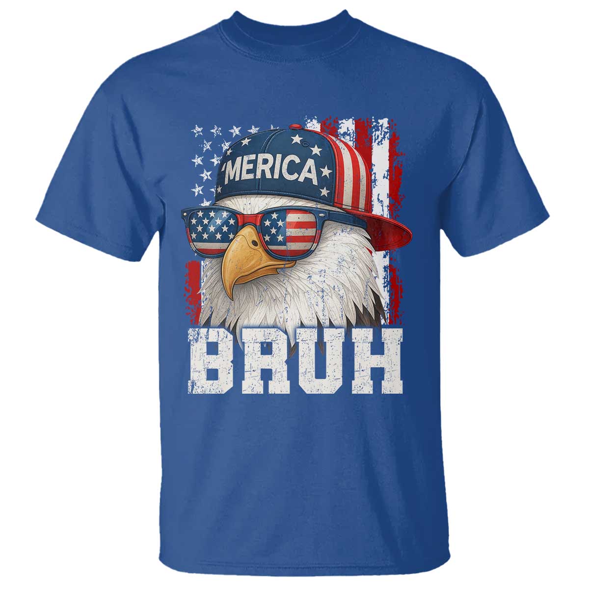 Bruh 'Merica Bald Eagle 4th of July T Shirt Patriotic USA Flag TS10 Royal Blue Print Your Wear