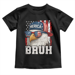 Bruh 'Merica Bald Eagle 4th of July Toddler T Shirt Patriotic USA Flag TS10 Black Print Your Wear