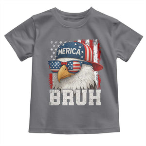 Bruh 'Merica Bald Eagle 4th of July Toddler T Shirt Patriotic USA Flag TS10 Charcoal Print Your Wear