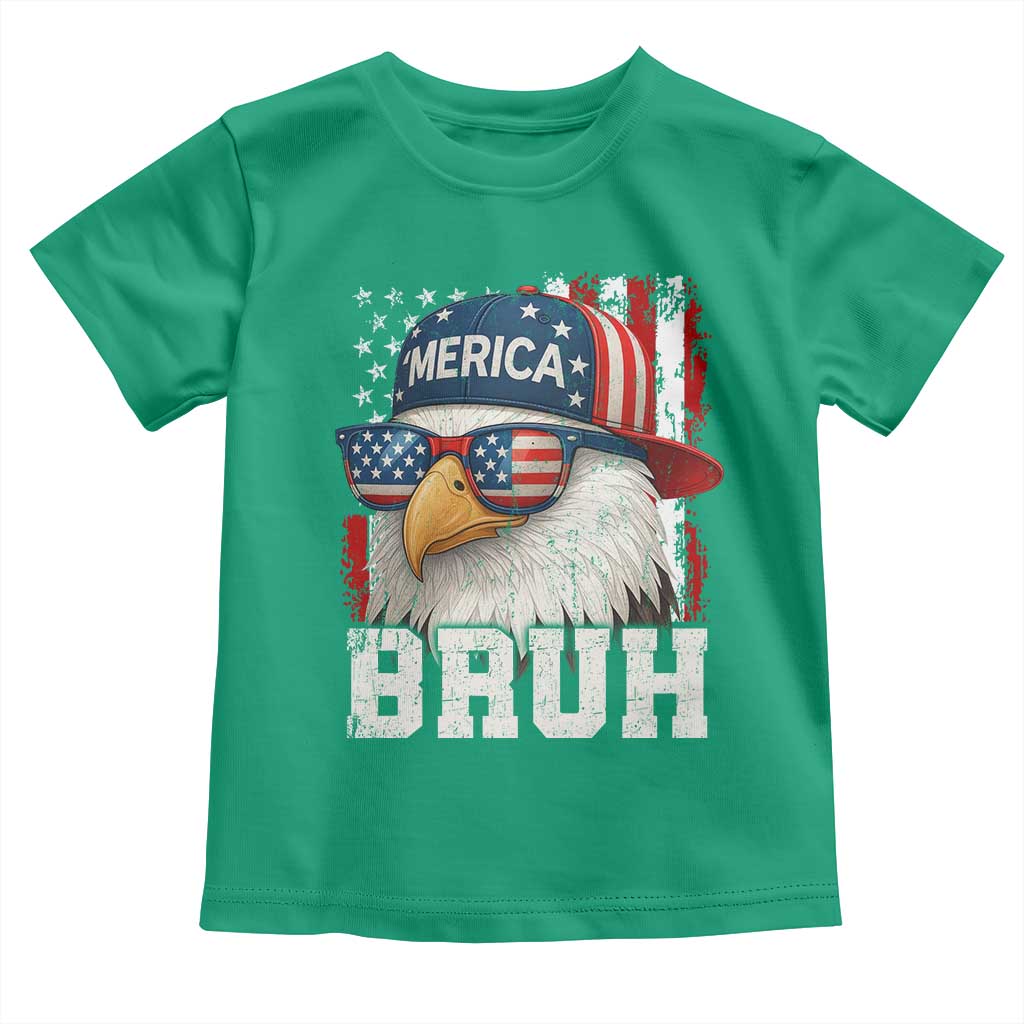 Bruh 'Merica Bald Eagle 4th of July Toddler T Shirt Patriotic USA Flag TS10 Irish Green Print Your Wear