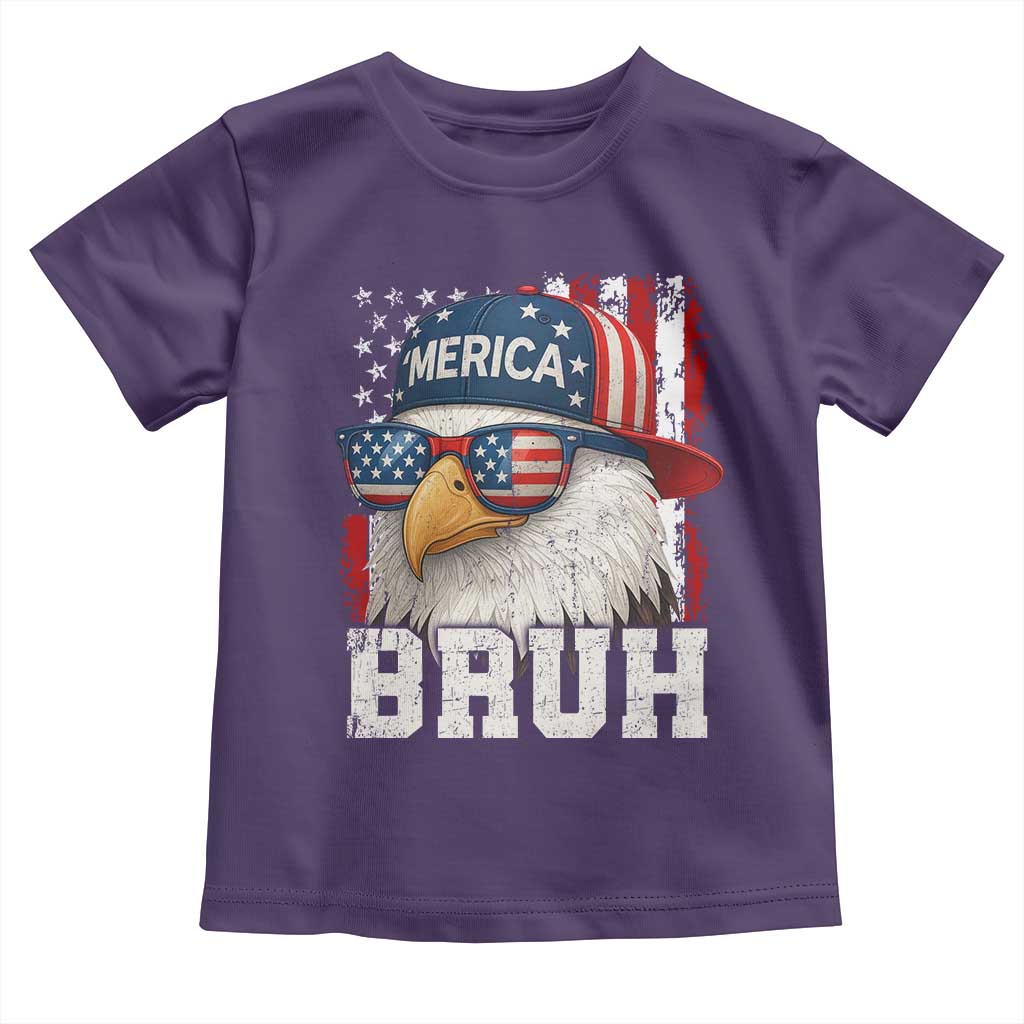 Bruh 'Merica Bald Eagle 4th of July Toddler T Shirt Patriotic USA Flag TS10 Purple Print Your Wear