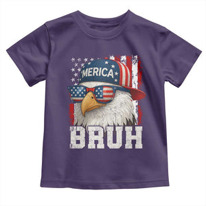 Bruh 'Merica Bald Eagle 4th of July Toddler T Shirt Patriotic USA Flag TS10 Purple Print Your Wear
