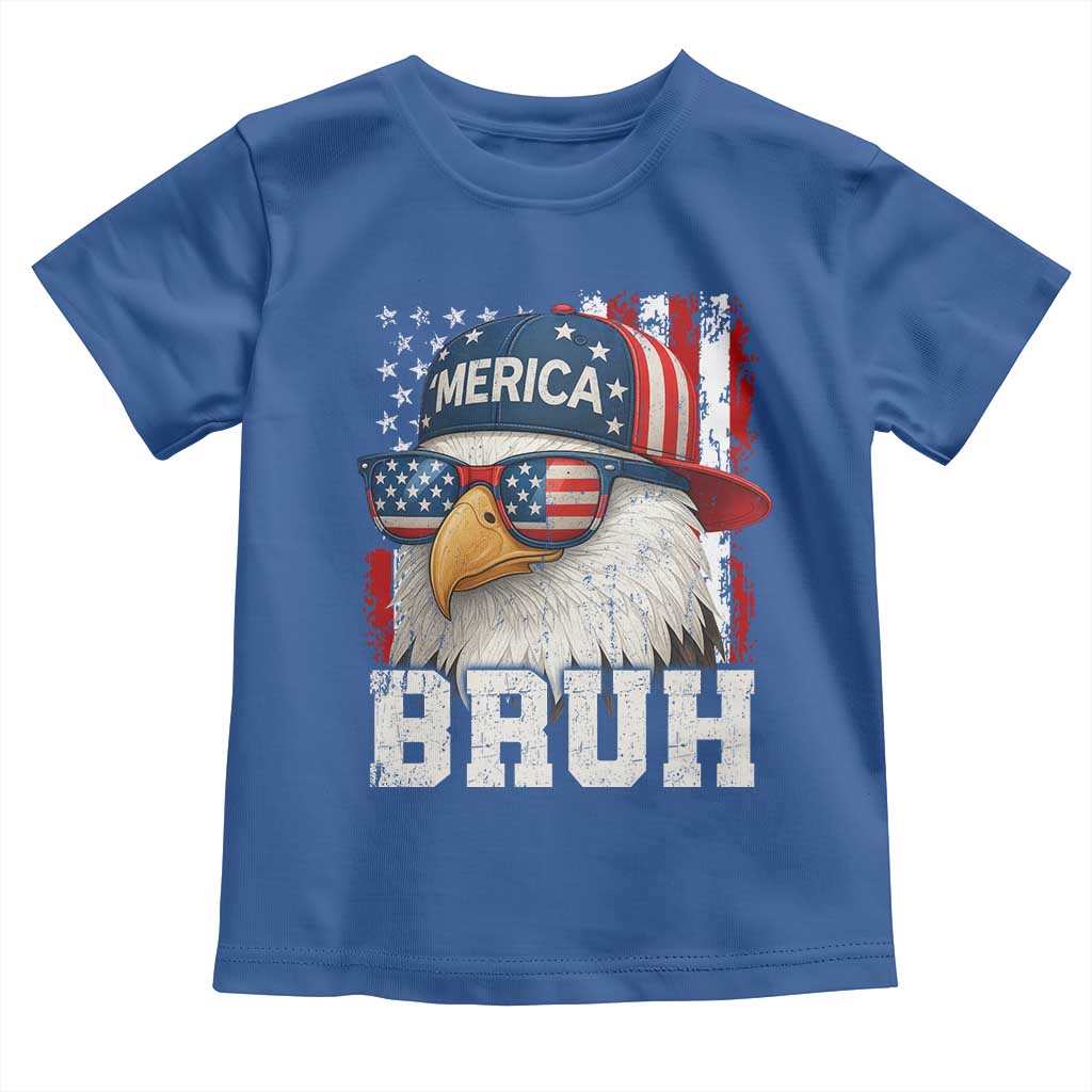 Bruh 'Merica Bald Eagle 4th of July Toddler T Shirt Patriotic USA Flag TS10 Royal Blue Print Your Wear