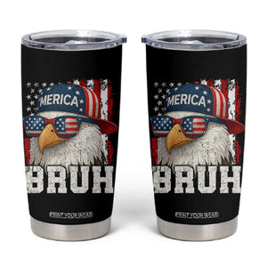 Bruh 'Merica Bald Eagle 4th of July Tumbler Cup Patriotic USA Flag TS10 Black Print Your Wear