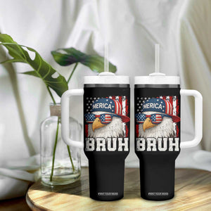 Bruh 'Merica Bald Eagle 4th of July Tumbler With Handle Patriotic USA Flag TS10 Print Your Wear