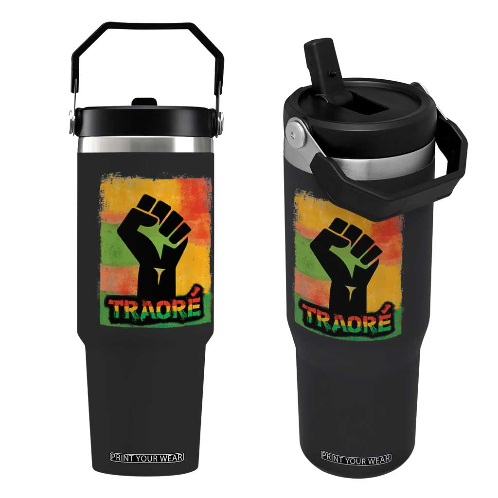 Burkina Faso Ibrahim Traoré Flip Straw Tumbler TS10 One Size: 30 oz Black Print Your Wear