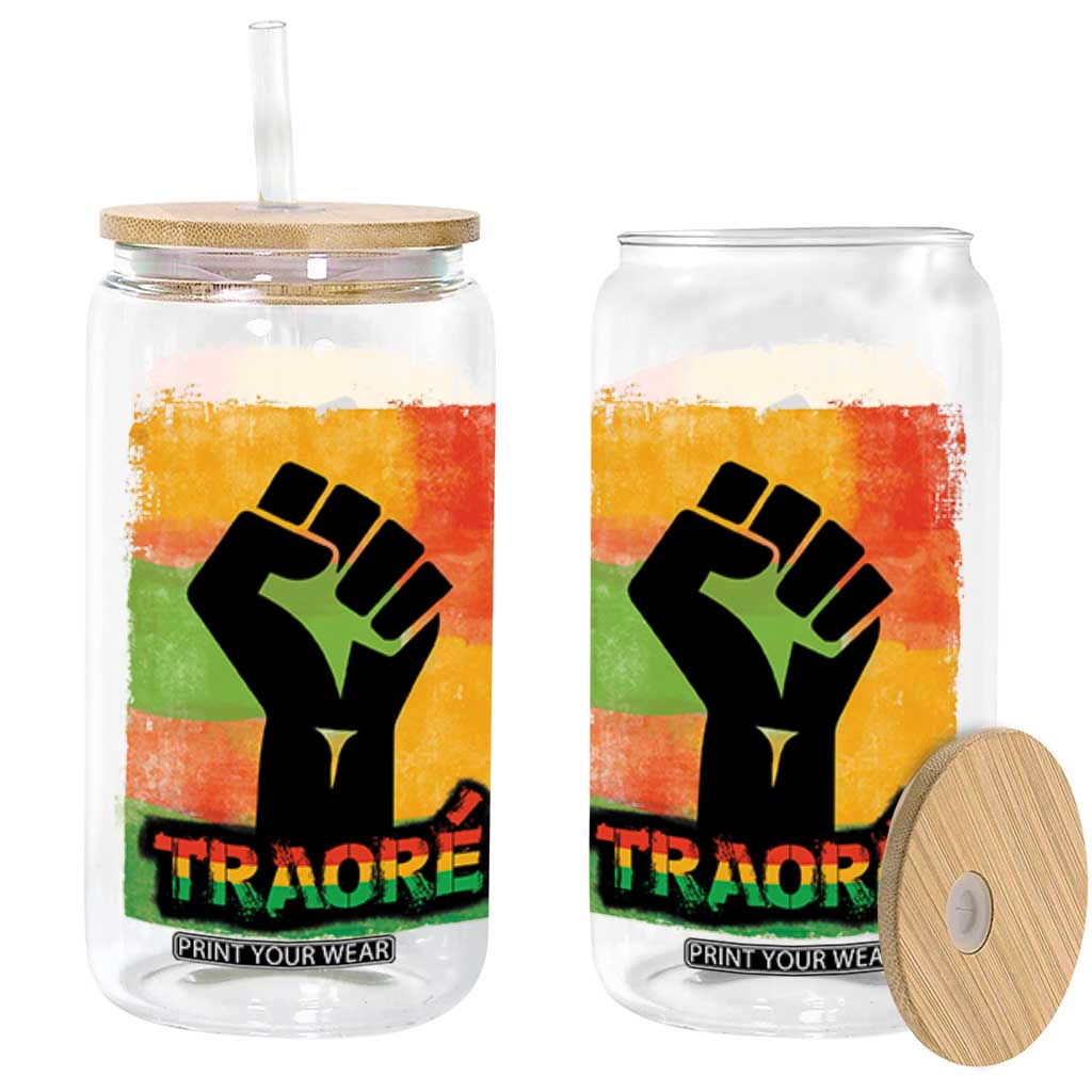 Burkina Faso Ibrahim Traoré Glass Can TS10 Black Print Your Wear