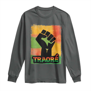 Burkina Faso Ibrahim Traoré Long Sleeve Shirt TS10 Dark Heather Print Your Wear