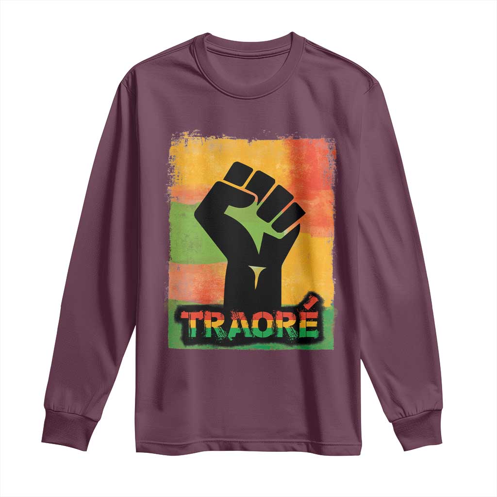 Burkina Faso Ibrahim Traoré Long Sleeve Shirt TS10 Maroon Print Your Wear