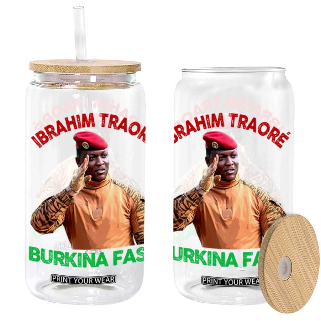 Burkina Faso Ibrahim Traoré Thomas Sankara Glass Can TS10 Black Print Your Wear