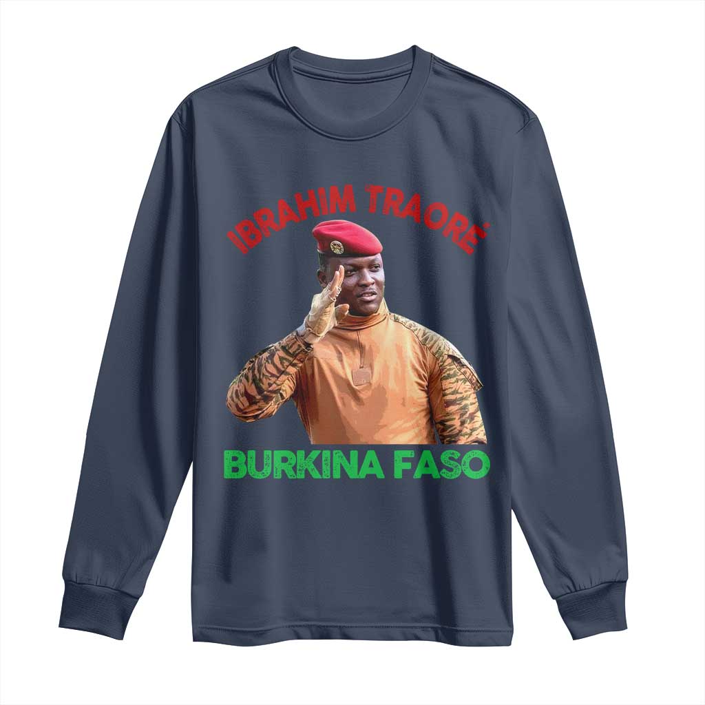 Burkina Faso Ibrahim Traoré Thomas Sankara Long Sleeve Shirt TS10 Navy Print Your Wear