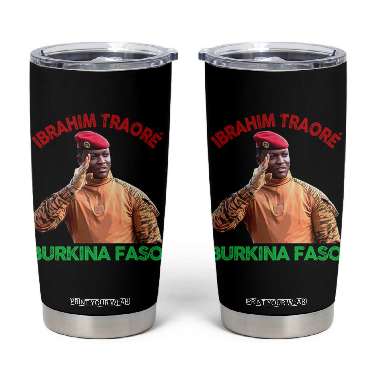 Burkina Faso Ibrahim Traoré Thomas Sankara Tumbler Cup TS10 Black Print Your Wear