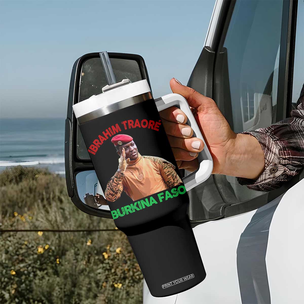 Burkina Faso Ibrahim Traoré Thomas Sankara Tumbler With Handle TS10 Print Your Wear