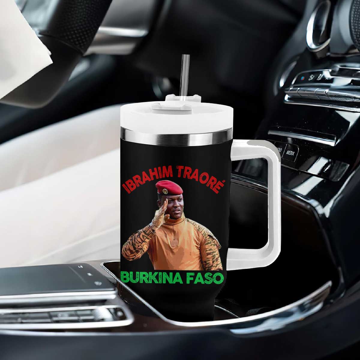 Burkina Faso Ibrahim Traoré Thomas Sankara Tumbler With Handle TS10 Print Your Wear