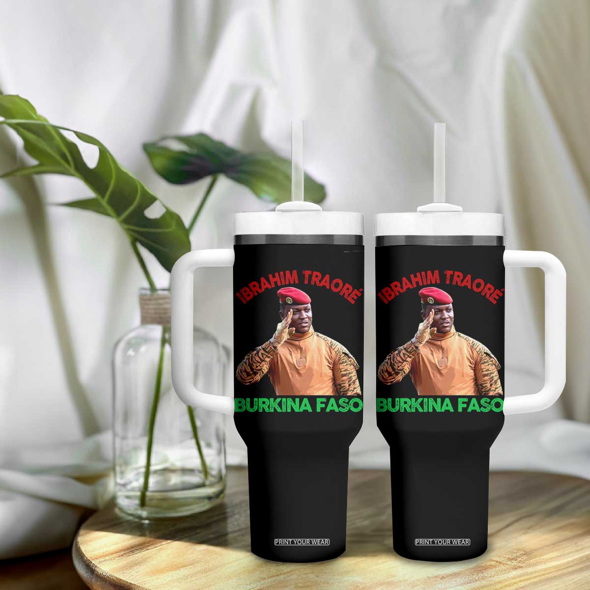 Burkina Faso Ibrahim Traoré Thomas Sankara Tumbler With Handle TS10 Print Your Wear