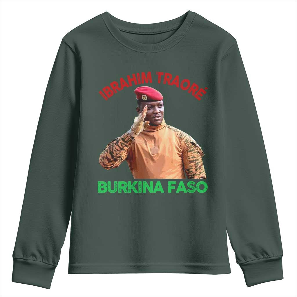Burkina Faso Ibrahim Traoré Thomas Sankara Youth Sweatshirt TS10 Dark Forest Green Print Your Wear