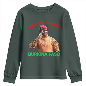 Burkina Faso Ibrahim Traoré Thomas Sankara Youth Sweatshirt TS10 Dark Forest Green Print Your Wear