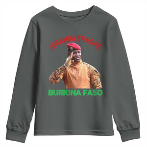 Burkina Faso Ibrahim Traoré Thomas Sankara Youth Sweatshirt TS10 Dark Heather Print Your Wear