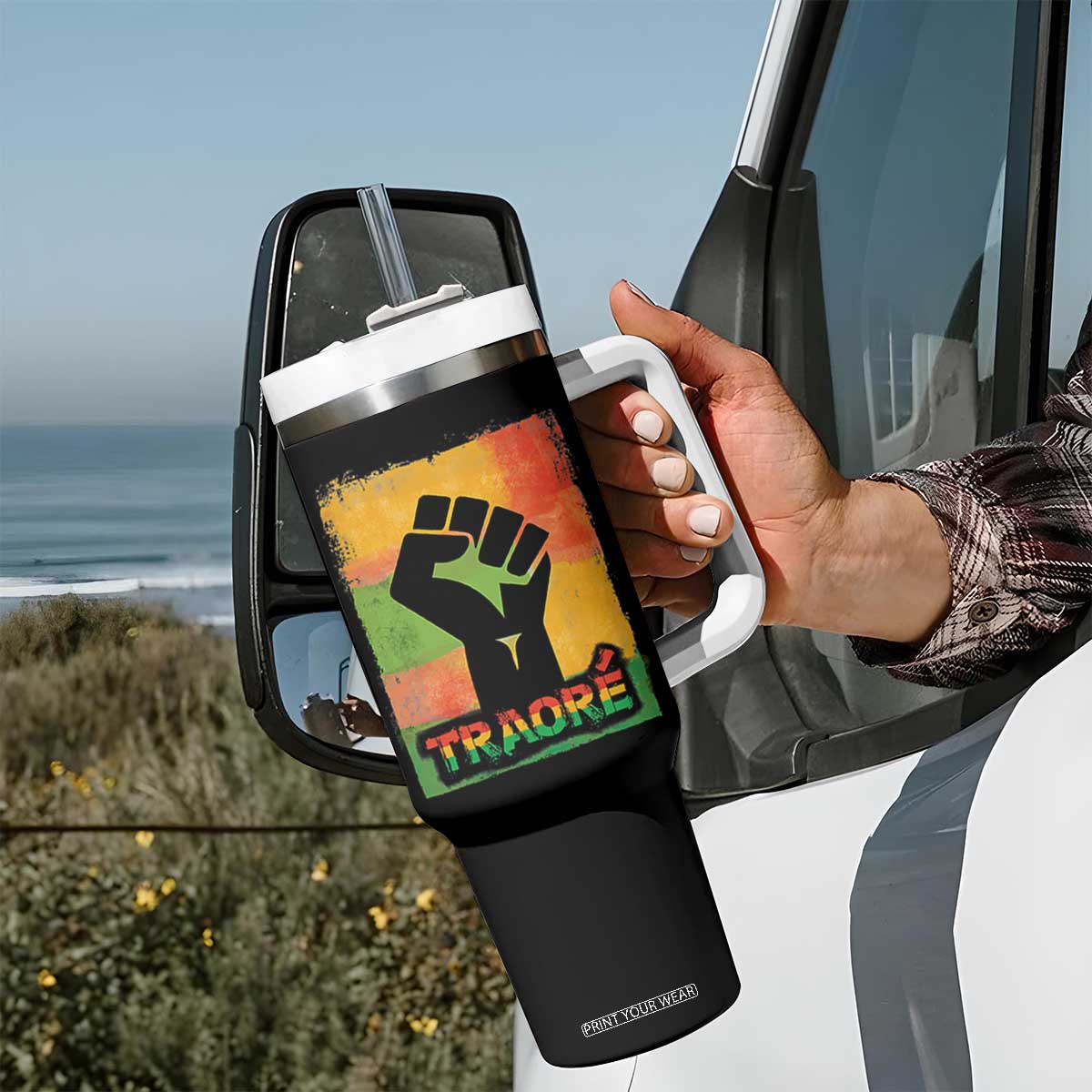 Burkina Faso Ibrahim Traoré Tumbler With Handle TS10 Print Your Wear