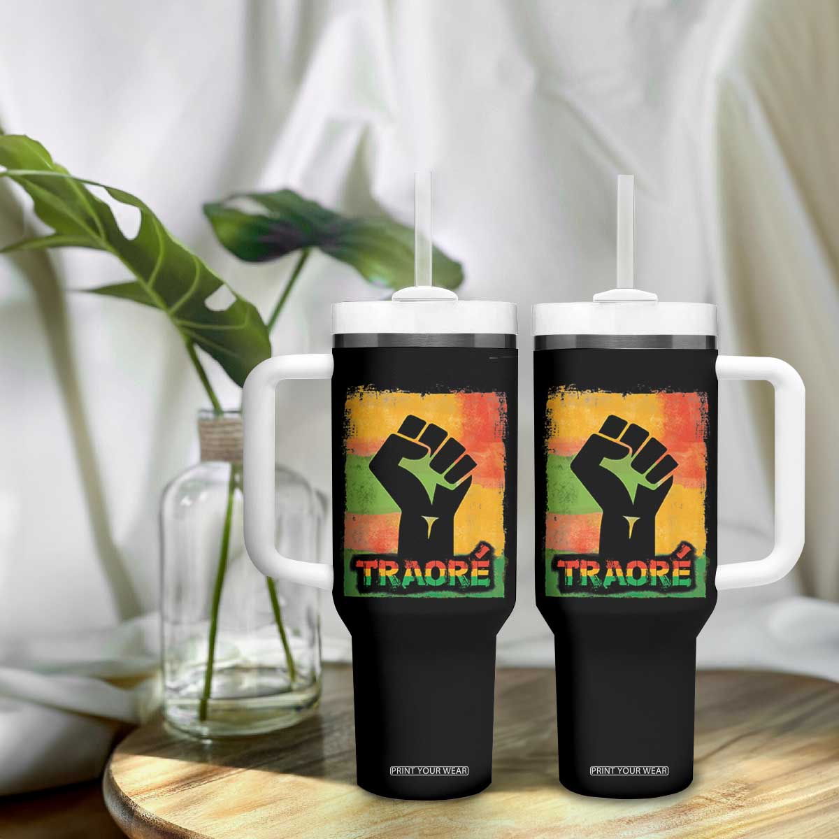 Burkina Faso Ibrahim Traoré Tumbler With Handle TS10 Print Your Wear