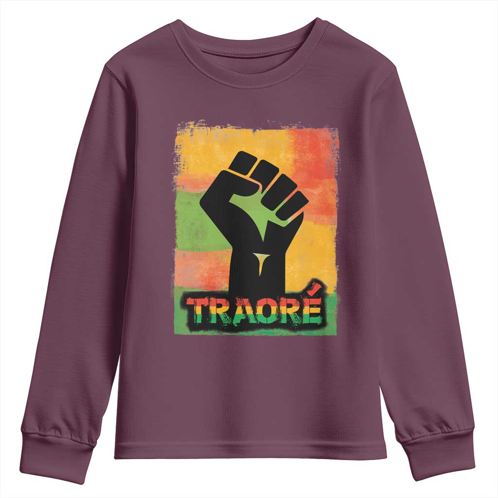 Burkina Faso Ibrahim Traoré Youth Sweatshirt TS10 Maroon Print Your Wear