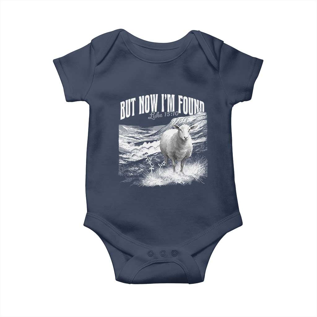 But Now I'm Found Baby Onesie Christian Faith Sheep TS11 Navy Print Your Wear