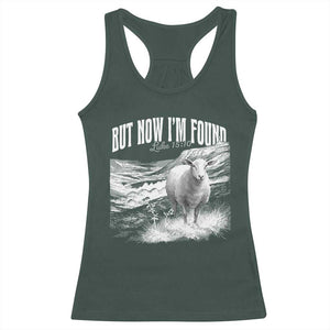 But Now I'm Found Racerback Tank Top Christian Faith Sheep TS11 Dark Forest Green Print Your Wear