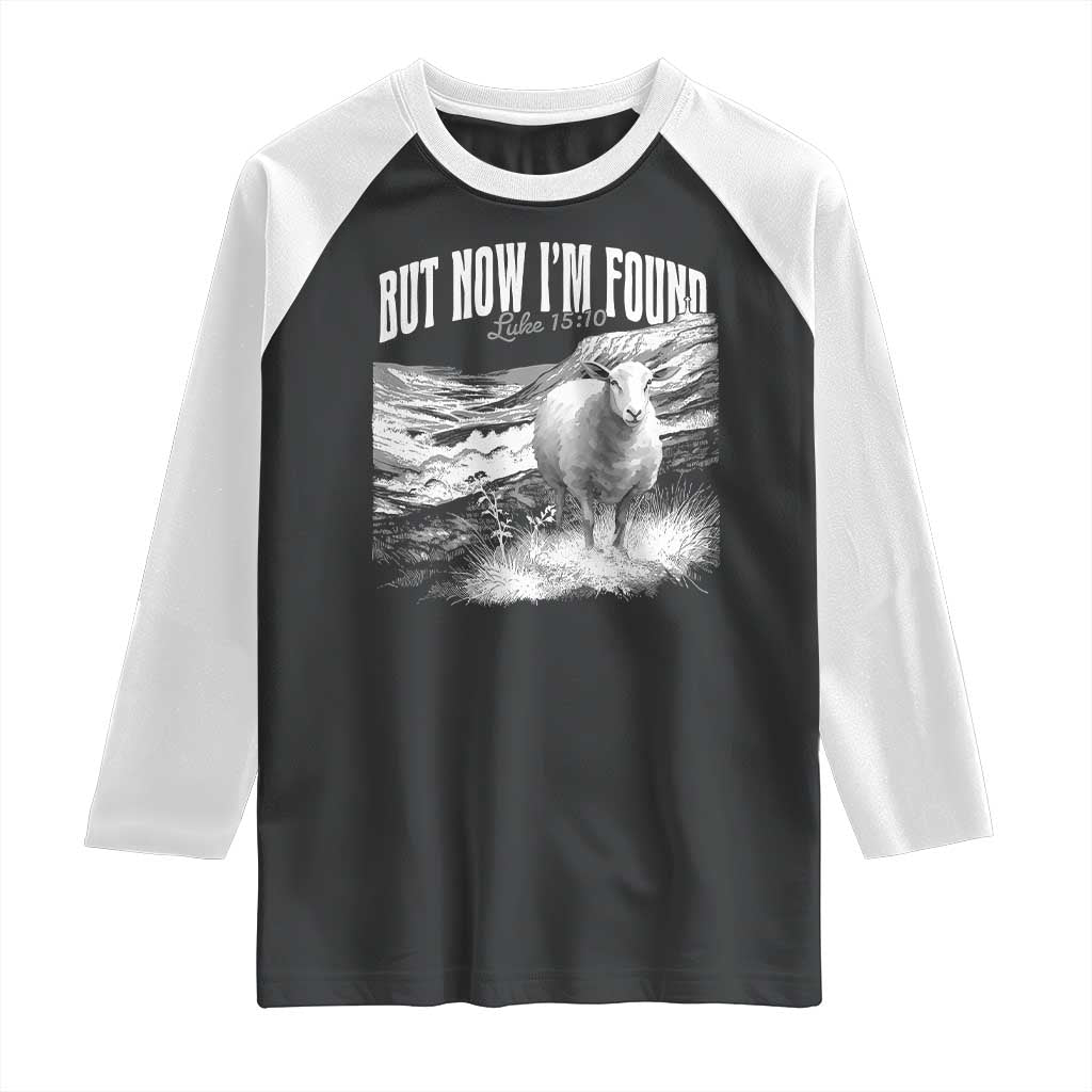 But Now I'm Found Raglan Shirt Christian Faith Sheep TS11 Black White Print Your Wear