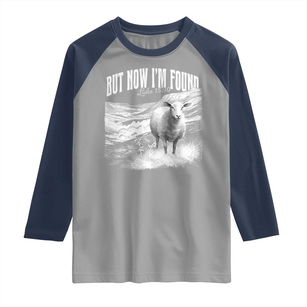 But Now I'm Found Raglan Shirt Christian Faith Sheep TS11 Sport Gray Navy Print Your Wear